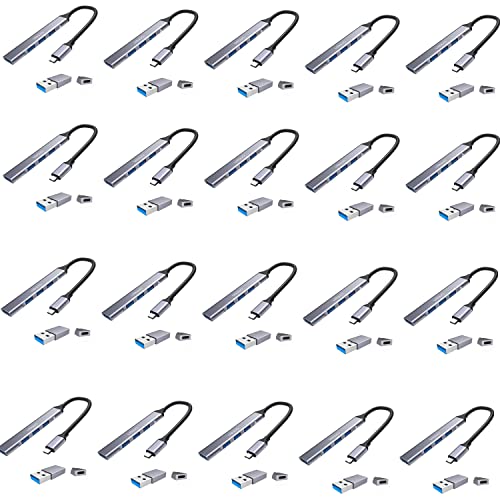 20 Pcs Onten Usb C Hub,Usb Hub. 4 Port Usb C And Usb To Usb 3.0&Usb 2.0 Adapter.usb C Splitter For Macbook Pro 2020/2019, Imac 2021, Usb Splitter Aluminum Alloy #TOP12