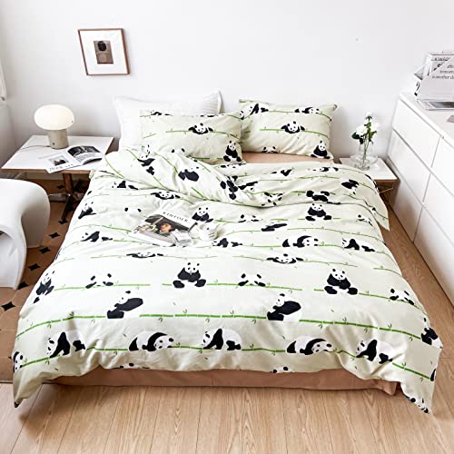 Meju Panda Playing Bamboo 2Pcs 100% Cotton Duvet Cover Set Comforter Cover With Zipper Closure For Kids Boys Girls Twin Bed Decoration Gift (Panda, Twin 59" X 78") #TOP3