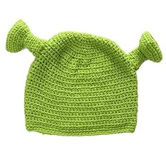 QUXING Cappello Lavorato a Mano in Lana, shreker Cappelli Con Le Orecchie per Adulti Cosplay anime Prop Berretti a Maglia Cappello Lavorato a Mano Il Cap per Uomini E Donne, verde