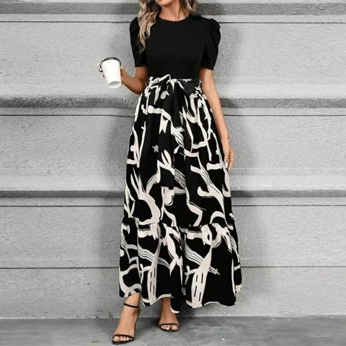 Work Dresses for Women 2025 Elegant Classy Summer Empire Waist Short Sleeve A Line Dress Wedding Guest Wrap Sundress2