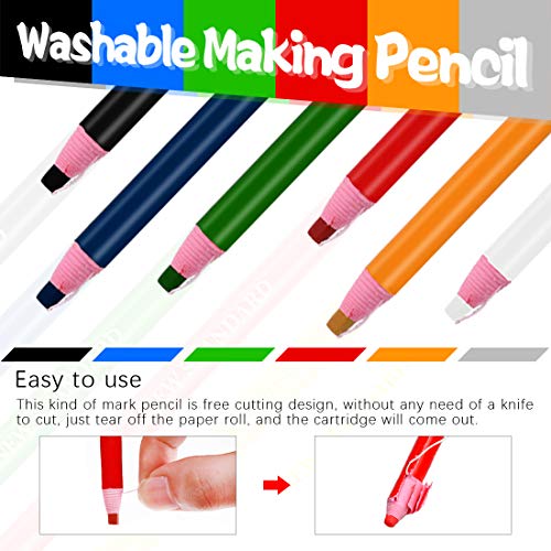 Swpeet 32Pcs Professional Sewing Tools Kit, Including 10Pcs Professional Tailor's Chalk And 12Pcs Sewing Mark Pencil With 10Pcs 5 Color Disappearing Erasable Ink Fabric Marker Pen For Sewing Marking #TOP2