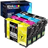 E-Z Ink (TM) Remanufactured Ink Cartridge Replacement for Epson 702XL T702XL 702 T702 to use with Workforce Pro WF-3720 WF-3730 WF-3733 Printer (1 Large Black, 1 Cyan, 1 Magenta, 1 Yellow, 4 Pack)