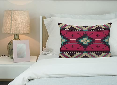 Miniatura 7 de Yekiua Funda de almohada con patrón étnico, patrón tribal nativo del suroeste de América, funda de cojín rectangular para cama, sofá, tamaño King,