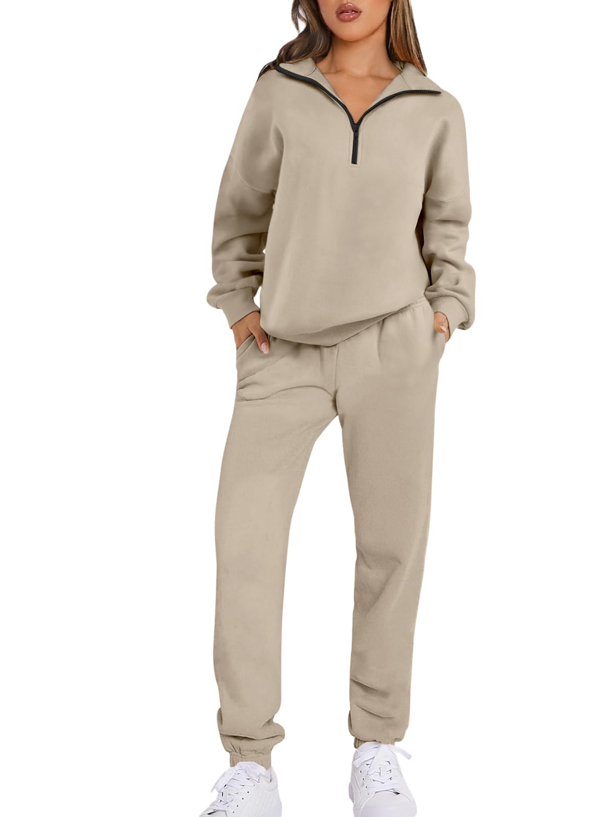 PrinbaraWomen 2 Piece Outfits Sweat Set 2024 Winter Oversized Sweatshirts Jogger Sweatpants Lounge Sets Fall Tracksuit