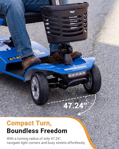 Image of 4 Wheel Mobility Scooter 400 LB Capacity, Heavy Duty Electric Scooter for Adults with Adjustable Seat & 27.6 inch Armrest Spacing, Powered Mobility scooters for Commuting Community & Outdoor Camping, Blue