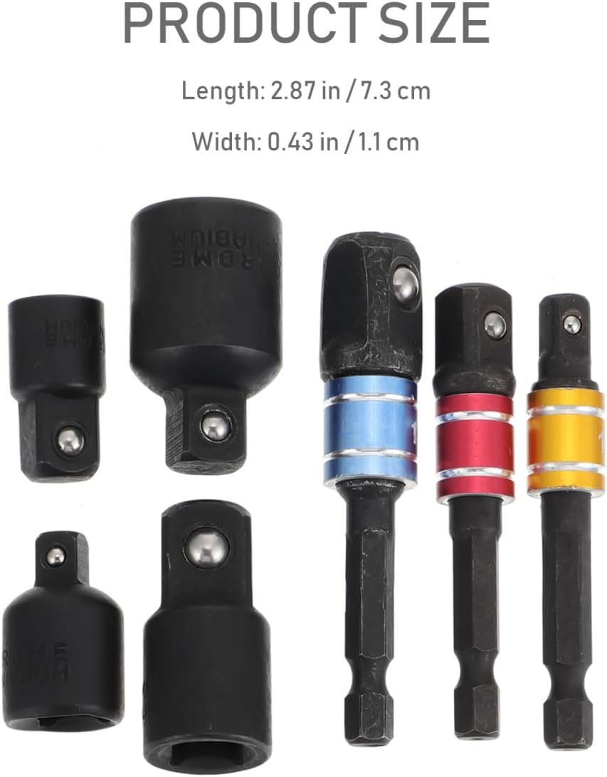7pcs Socket Adapter Set Ratchet Wrench Mechanics Tool Set for Power Tools