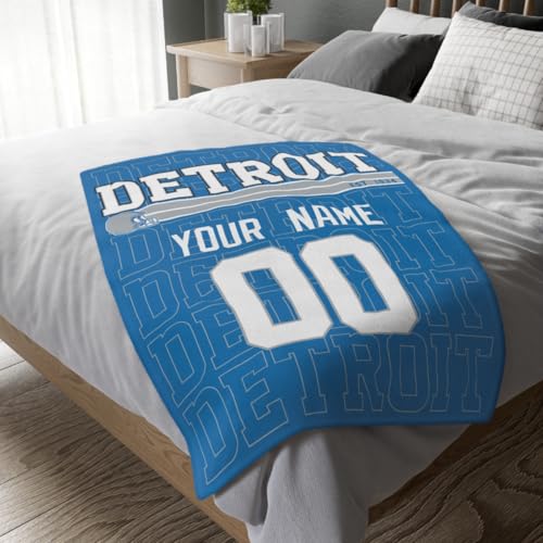 Image of ANTKING Detroit Throw Blanket for Men Women Boy Custom Name and Number Gifts