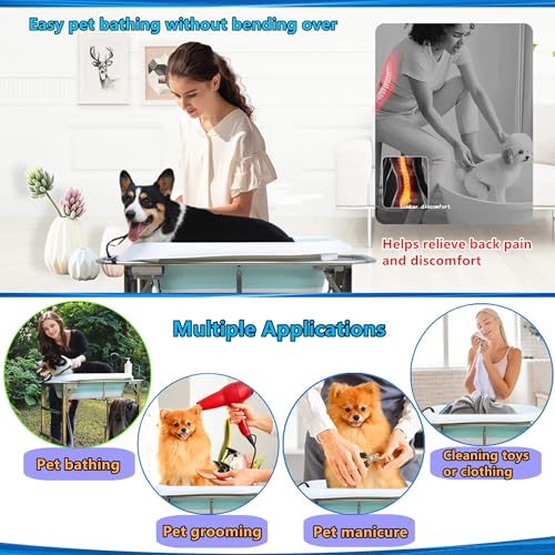 Dog-Bathtub-and-Elevated-Collapsible-Portable-Wash-Station-for-Small-and-Medium-Dogs-Cats-Pets-Bathing-Shower-Grooming-Medium Dog Bathtub and Elevated Collapsible Portable Wash Station for Small and Medium Dogs Cats Pets Bathing Shower Grooming Medium