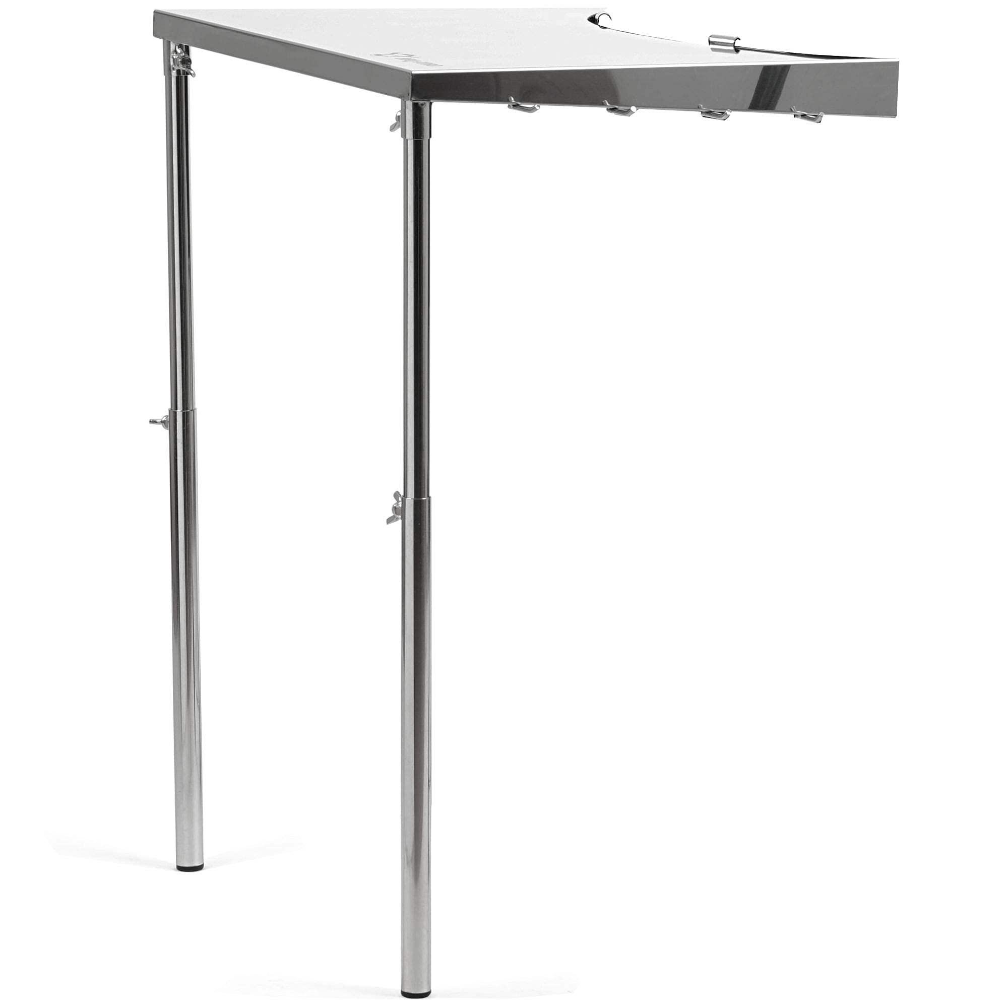 BBQ-TORO Tavolino di supporto in acciaio inox per grill ovali da 57 cm di diametro | 55 x 51 x 47-74 cm | Tavolino laterale regolabile in altezza per barbecue a sfera con 4 ganci per le posate
