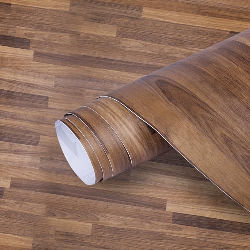 Image of Self-Adhesive Wallpaper Waterproof Old Furniture Vinyl Stickers Wooden Door Wardrobe Desktop PVC Wall Papers Wood Grain Geometric Peel and Stick Wallpaper for Furniture, (24x132Inch)