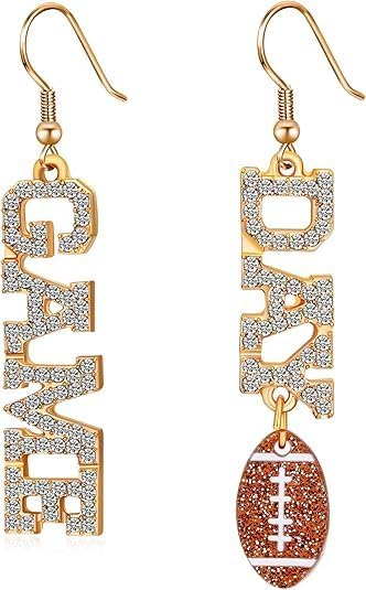 Rhinestone Earrings for Women,Football,Surfing,Tennis Ball,Pickleball,Golf,Basketball Sports Stud Earrings Trendy Dainty Gold Y2K earrings Jewelry for Mom Mama Lucky Charm Game Day Rugby