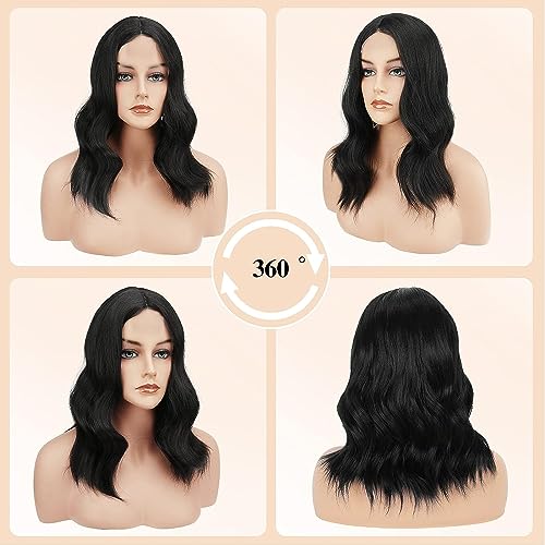 Image of Wynk Mavens medium center partition natural black wavy hair wig /black /natural black /center part