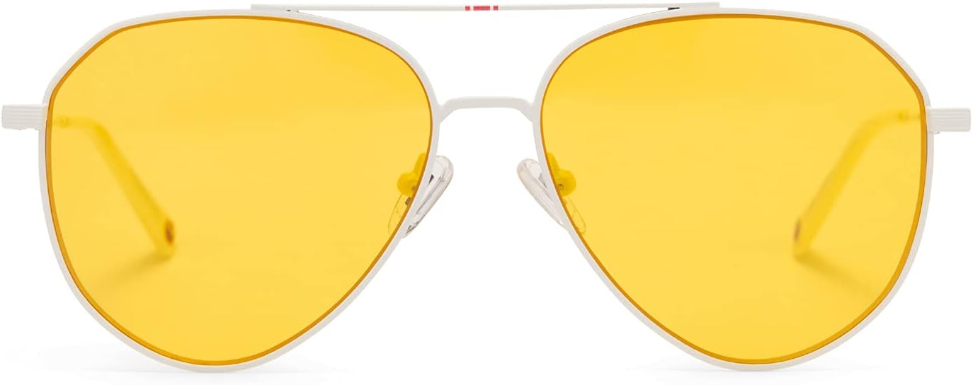 DIFF | Star Wars Luke Skywalker X-Wing Starfighter Designer Aviator Sunglasses, UV400 Polarized, Alliance White + Starfighter Yellow