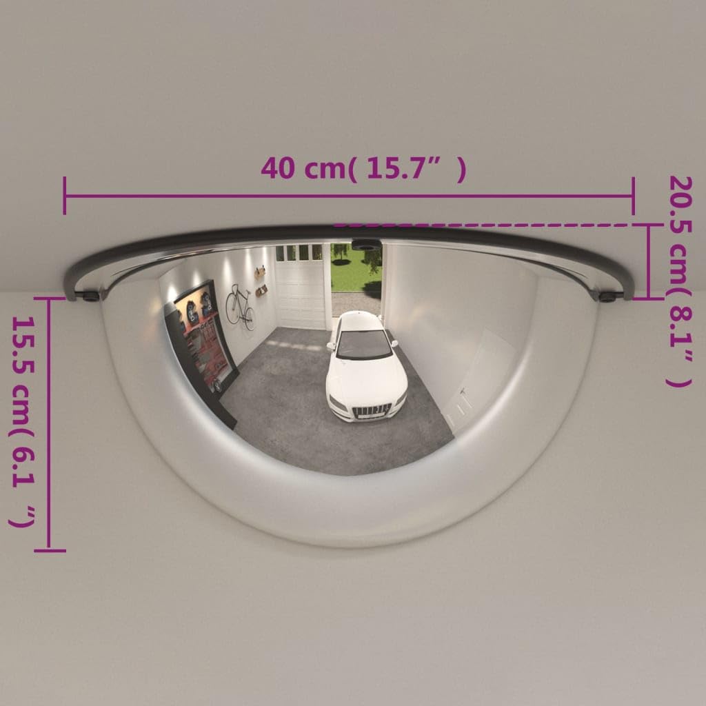 vidaXL Miroirs de Circulation en Demi-dôme 2 pcs Ø40 cm Acrylique, rétroviseur, Miroir de Circulation Convexe, sécurité routière