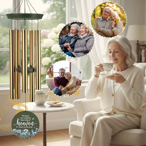 Image of Personalized Memorial Wind Chimes for Outside, Sympathy Gifts Wind Chime for Loss of Loved One, Beautiful Decor with Deep Tone, Ideal for Funeral, Remembrance & Bereavement, Produced in Texas