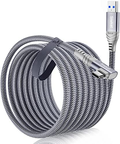Siwket USB C Link Cable 5M, USB 3.0 to USB C Cable Braided 90 Degree Fast Charging & 5Gbps Data Sync for Oculus Quest 2/1, Virtual Reality Headset, Gaming PC,Samsung Galaxy S20 10 Note 20
