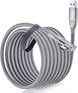 Siwket USB C Link Cable 5M, USB 3.0 to USB C Cable Braided 90 Degree Fast Charging & 5Gbps Data Sync for Oculus Quest 2/1, Virtual Reality Headset, Gaming PC,Samsung Galaxy S20 10 Note 20