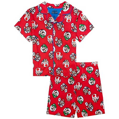 Nintendo Boys 2-Piece Loose-fit Button Down Matching Pajama Set Soft & Cute for Kids NINTENDO 6