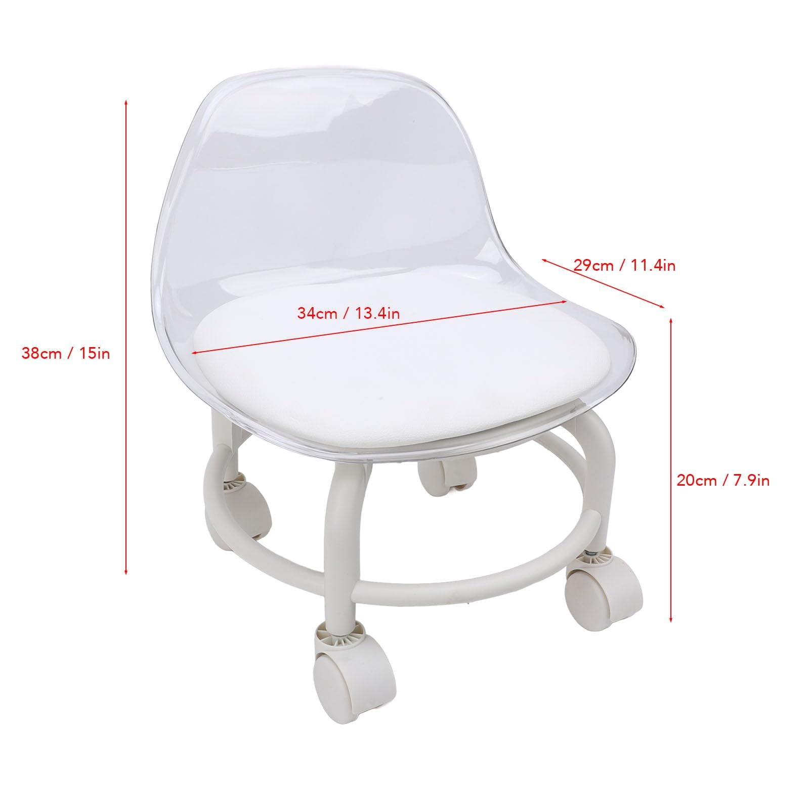 Alomejor Taburete bajo con Ruedas,Asiento cómodo y Movimiento Suave,reposapiés ergonómico,for Personas Mayores estética hogar y pedicura Profesional