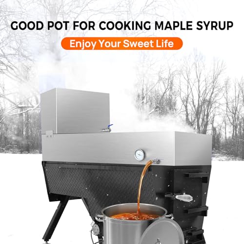 Image of 48x24x18.5 Inch Maple Syrup Evaporator Pan, 304 Stainless Steel with 2 Valves & 1 Thermometer & 1 Divided Pan for Efficient Boiling