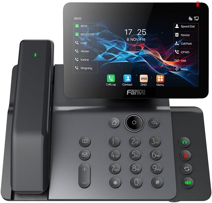 V66-Pro Premium IP Phone 7-inch Adjustable Touch Screen, 20 SIP Lines Built-in 2.4G/5G Wi-Fi (Wi-Fi 6) and Wireless Bluetooth handset