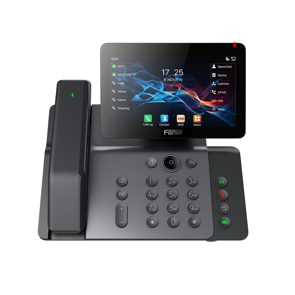 V66-Pro Premium IP Phone 7-inch Adjustable Touch Screen, 20 SIP Lines Built-in 2.4G/5G Wi-Fi (Wi-Fi 6) and Wireless Bluetooth handset