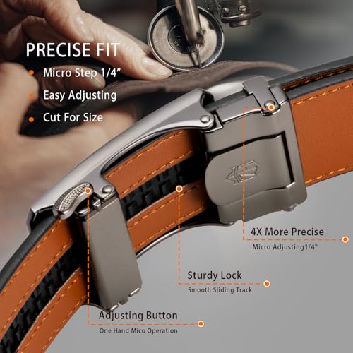 Image of Zitahli Leather Ratchet Belt for Men - 2 Pack Mens belt,Customizable Fit