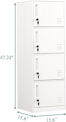 Miniatura 2 de Armario de almacenamiento de metal de 2 puertas, organizador de pie para dormitorio, sala de estar, hogar, hotel, oficina, garaje, cocina (blanco)