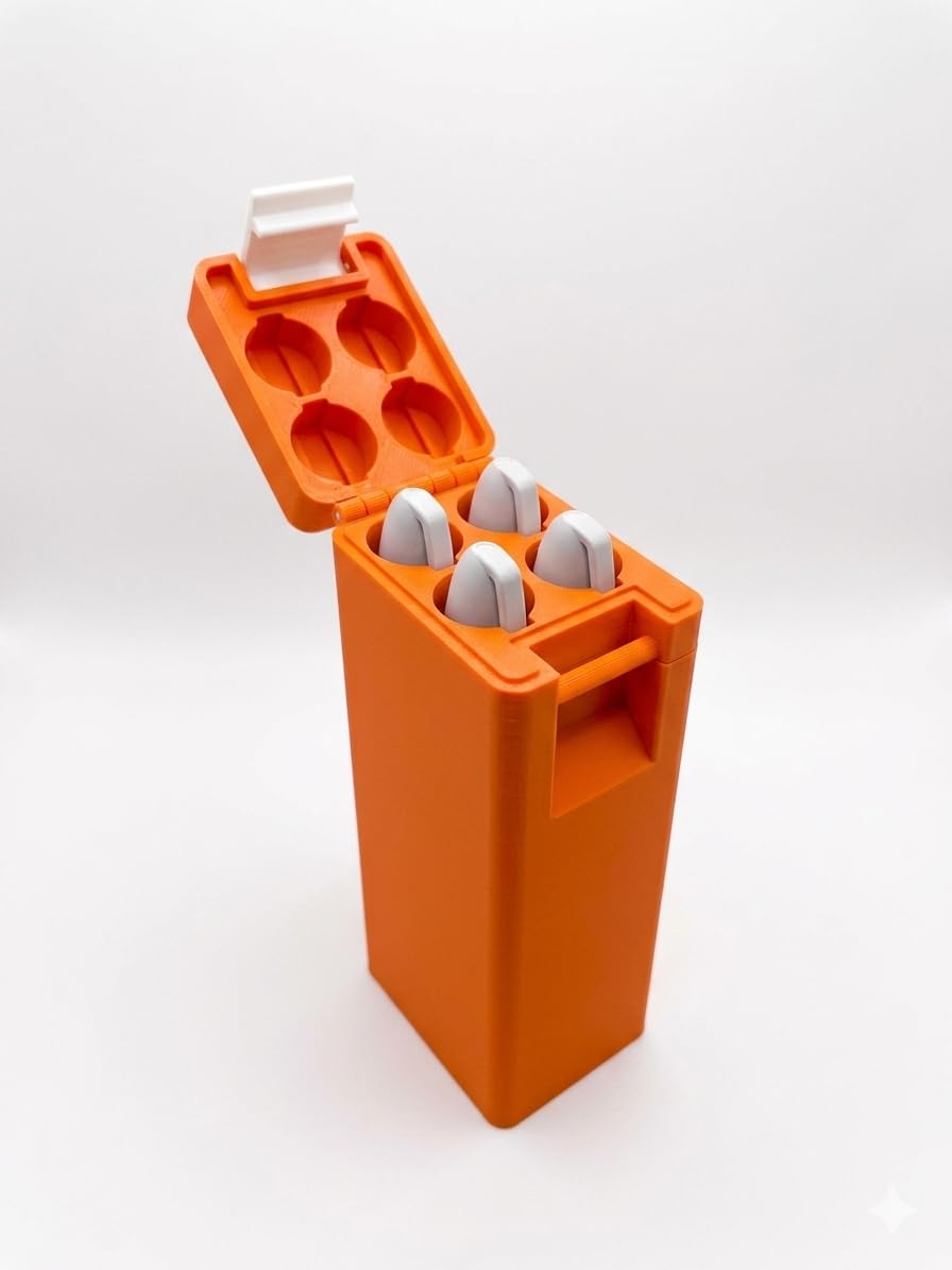4 x Monjaro Pen Case Compatible with Mounjaro® Weight Loss GLP-1 Pens – Hard Plastic Storage Box for Travel, Fridge or Home – Holds 4 x Pens - Orange