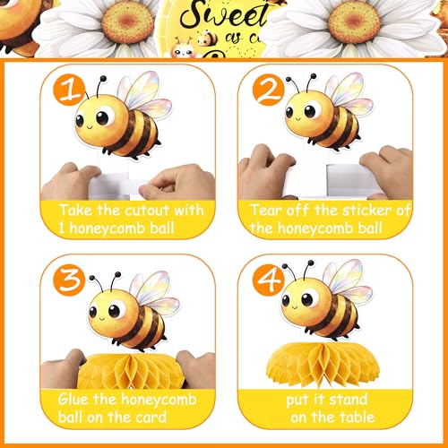 SYKYCTCY 10 Pack Bumble Bee Honeycomb Table Centerpiece Sweet Bee Table Toppers Centerpieces Decro Baby Shower Boys Girls Birthday Party Table Decorations Supplies - Image 4