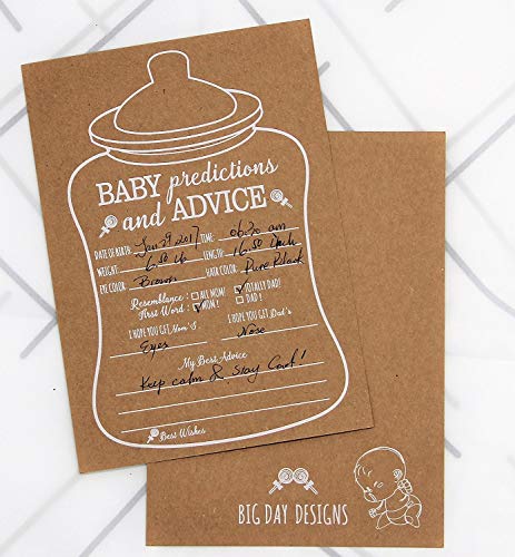 50 Rustic Prediction and Advice Cards for Baby Shower Game, New Mom & Dad Card To Be, For Girl or Boy Babies, New Parent Message Advice, Invitations card(Nursing-bottle) - Thumbnail 3