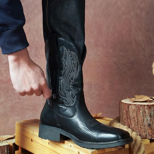 jousen cowboy boots for men embroidery men39s western boots retro square toe mens boot botas vaqueras para hombre