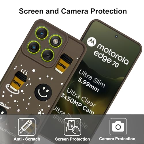 Image of SBMS Silicone Back Cover Case for Motorola Edge 70 | Cute Fun 3D Cartoon, Coffee Design Silicone Case | Camera Protection Bump | Shockproof Back Cover Case for Moto Edge 70 (Coffe Mug Brown)