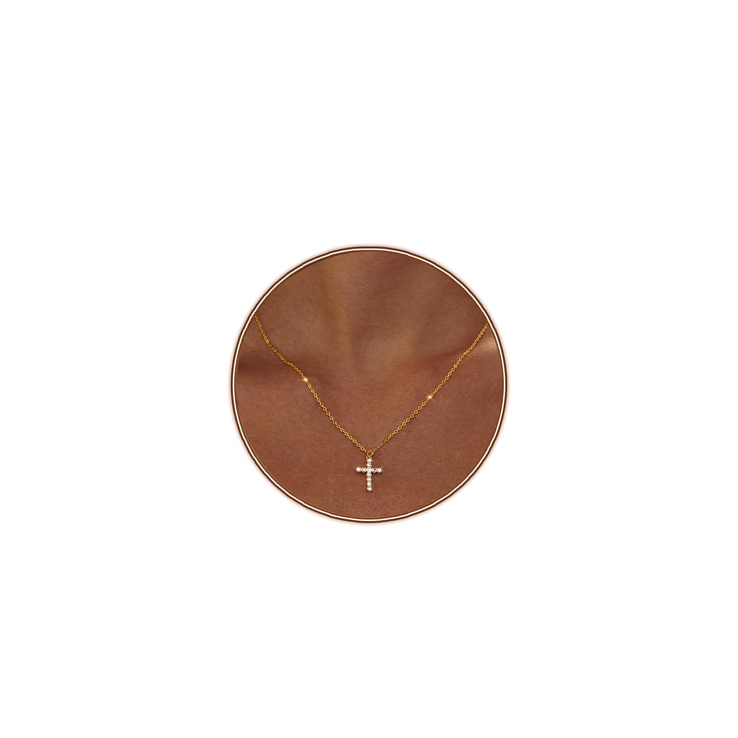 Zeffy Cross Necklace for Women,18K Gold/Silver Plated Tiny Cubic Zirconia Cross Pendant Necklace for Women Simple Layered Cross Necklaces for Women