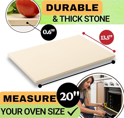 Image of Large Pizza Stone for Oven and Grill 20 Inch - Cordierite Pizza Stones with Wooden Pizza Peel, Dough Tool & Pizza Cutter Set - Makes Crispy Homemade Pizza & Bread - 20 inch x 13.5 inch Baking Stone