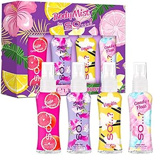 Body Mist By So? Womens Mini Mist Body Spray Fragrance Gift Set 4x50ml