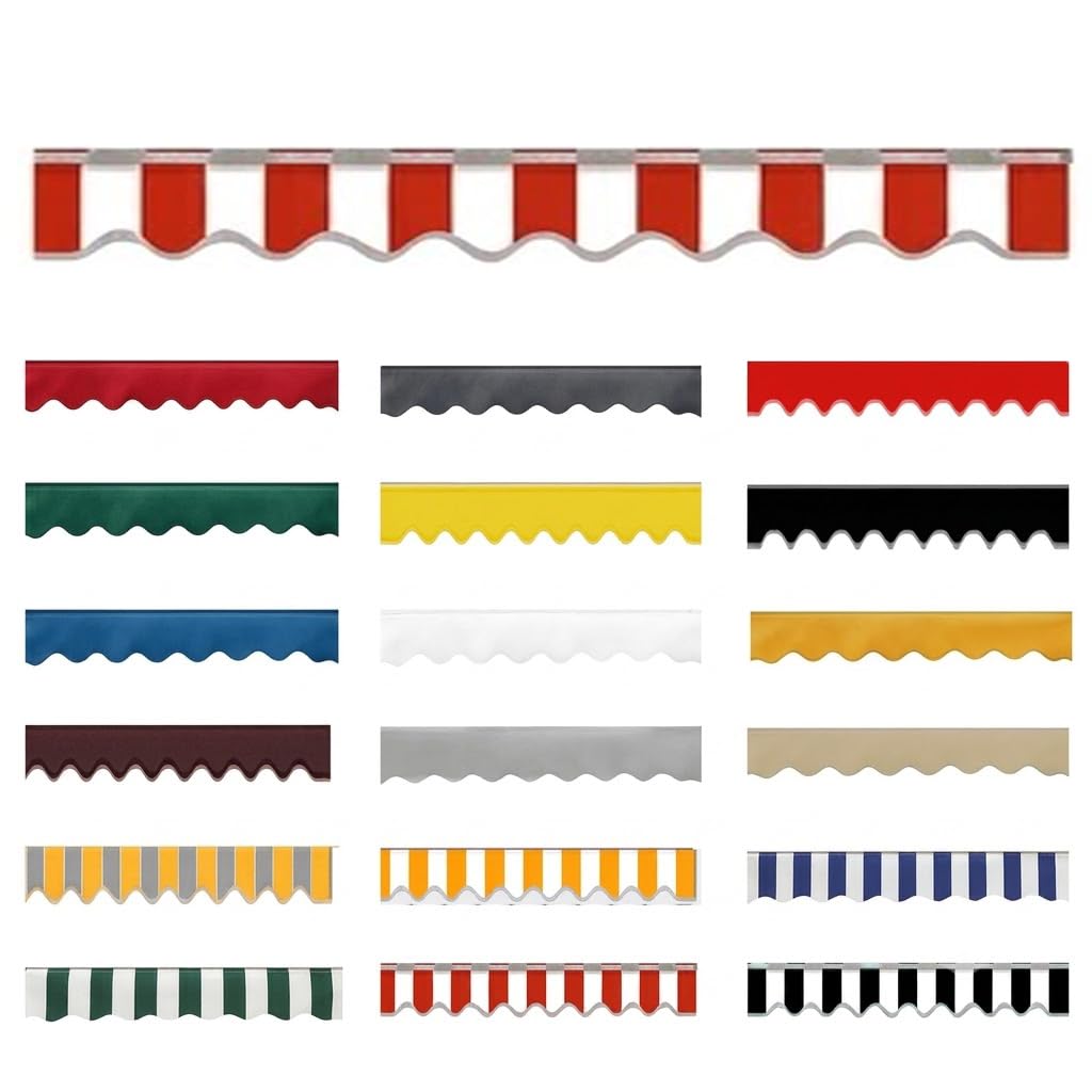 Replacement Awning Valance UV Resistant,Waterproof Fabric Strip Valance Only 26cm Height Durable Scalloped Valance for Awnings Replacement Accessory for Outdoor,Stripe 5,W330xH26cm