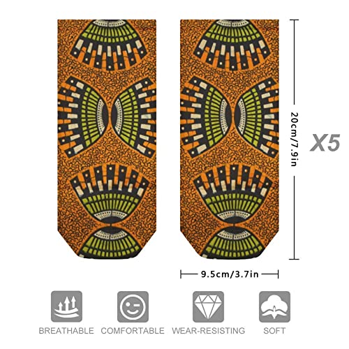 African Ankara Pattern 5 Pairs Ankle Socks Low-Cut Athletic Running Socks for Men and Women2