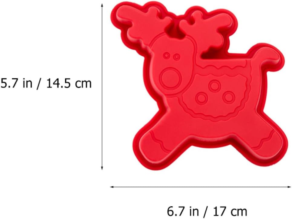 Unomor 2 Pcs Silicone Cartoon Reindeer Baking DIY Mold for Cookie Making and Cake Baking Easy to Use and Store for Home and Fun Random Color