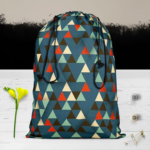 Image of ArtzFolio Dark Triangles D1 | Reusable Sack Bag | Bag for Gym, Storage, Vegetable & Travel