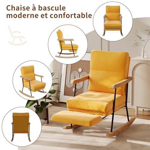 Chaise à bascule allaitement jaune avec repose-pied pour votre salon
