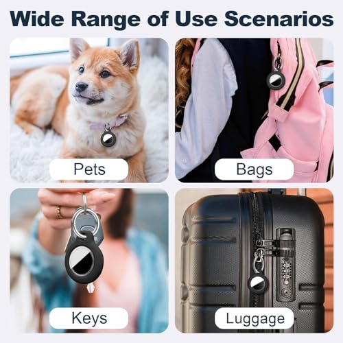 Image of MOLOSLEEVE [2 Pack Case for AirTag 2nd Gen (2026) & 1st Gen, Shockproof Holder Anti-Scratch Protective Cover for Air Tags, Men's Women's Keyrings & Keychains for Keys, Luggage, Bags, Black