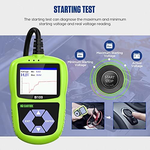 MR CARTOOL B100 Car Battery Load Tester 12V 24V 20-2000 CCA Automotive Charging Cranking System Voltage Alternator for Truck Motorcycle Vehicles