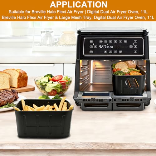 GXF Plateau de friteuse à air comprimé Breville Halo Flexi Air Friteuse, 2 pièces de 24 cm (L) x 14 cm (l) x 12 cm (H) - Paniers de cuisson en acier inoxydable - Passe au lave-vaisselle – vue 3