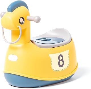 ATAA Orinal para bebé (Amarillo-Caballo) Orinal Infantil con Forma de Bonito Caballo para Aprender a ser Limpio, baño para niños con Respaldo, WC Infantil Desmontable Ideal para Quitar el pañal