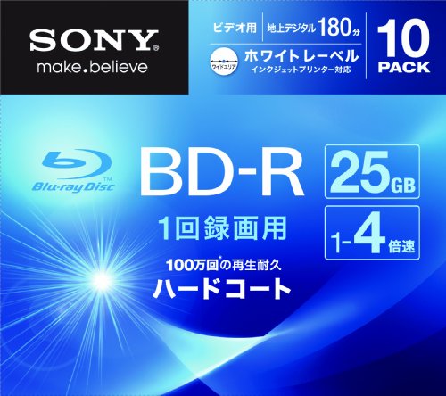 録画・再生・ダビングＯＫ◆SONY ＰＣ３５０　付属品１0 4倍速対応 BD-R XL 10枚パック128GB ホワイトプリンタブル