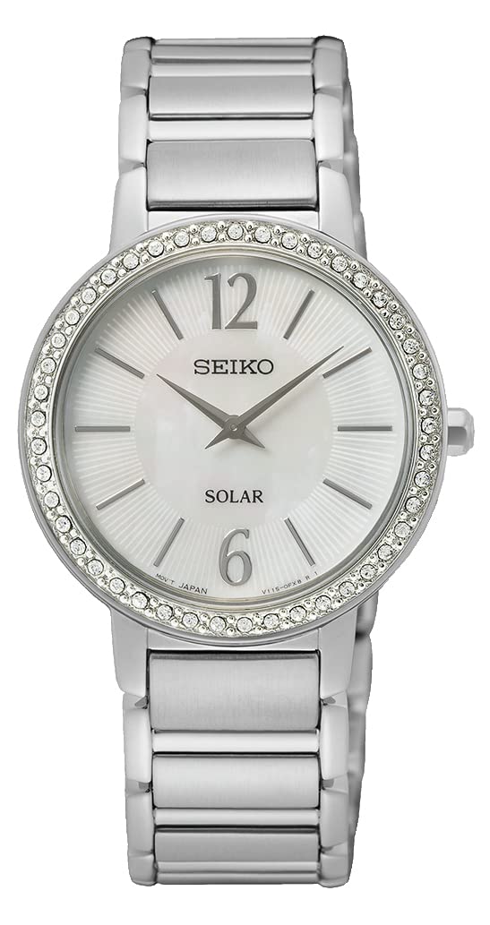 Seiko Dameshorloge kwarts roestvrij staal met lederen band, zilver, kwarts