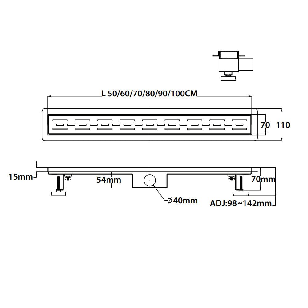 Aloni Caniveau de douche standard doré 90 cm