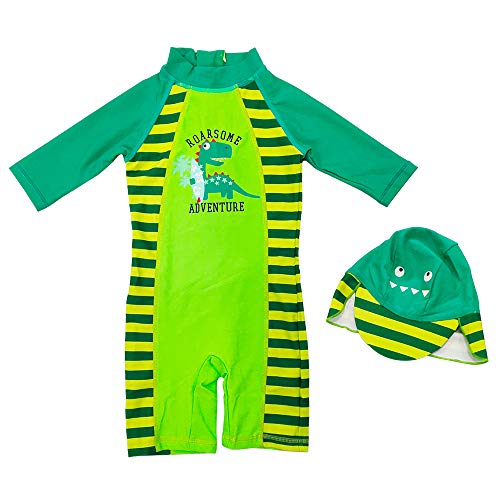 Baby Boy One-Piece UPF50+ Sunsuit Infant UV Sun Protection Kids S/S Zipper Swimsuit(GreenKL,24-36M)