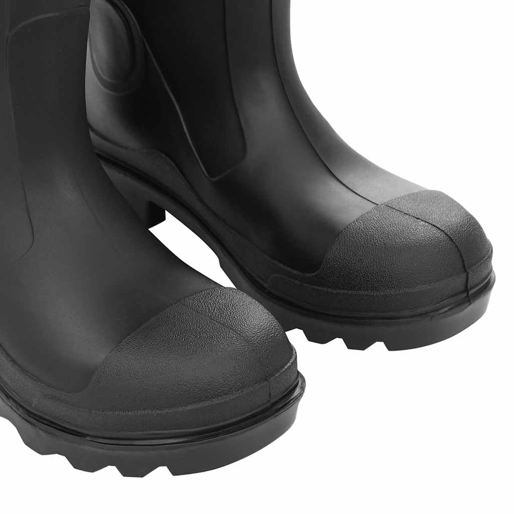 Botas de goma negras de PVC, tamaño impermeable, antideslizantes, con suela robusta para pesca, caza, estanque, pesca con mosca y protección contra inundaciones en condiciones húmedas